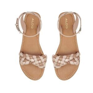 ALDO Braided Flat Sandals pink nude blush size 9